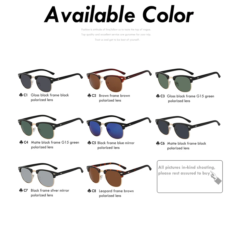 Custom Logo Semi Rimless Shades Polarized Men Women Sunglasses Customized Logo Classic Glasses