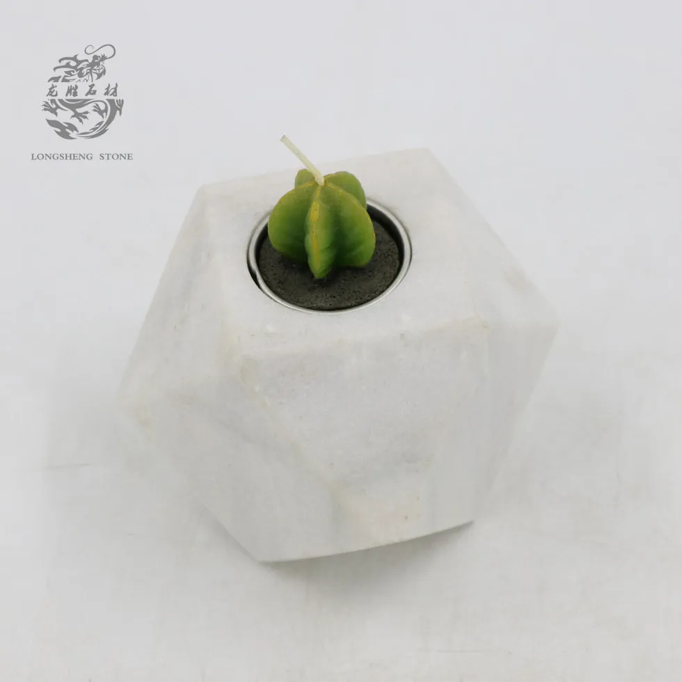 natural stone candle holder 9 cm Marble polyhedral candlestick candle jars