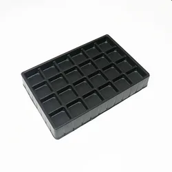 Custom disposable 24 compartment 0.7mm black PS plastic vacuum forming chocolate trays insert for chocolate boxes