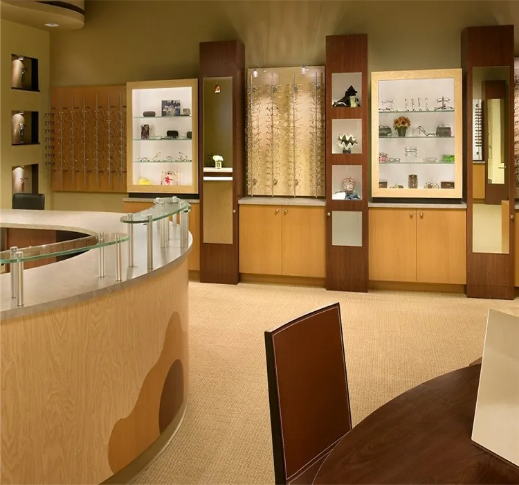 MDF wall mount sunglass optics display shelf interior design rack and cabinet