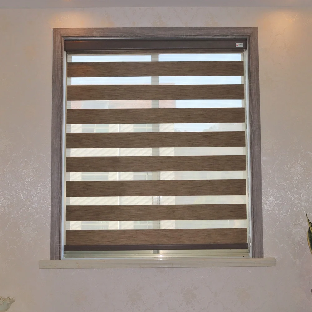 
JIANI Modern Design High Quality Horizontal Blackout White Double Layer Day And Night Windows Zebra Roller Blinds 