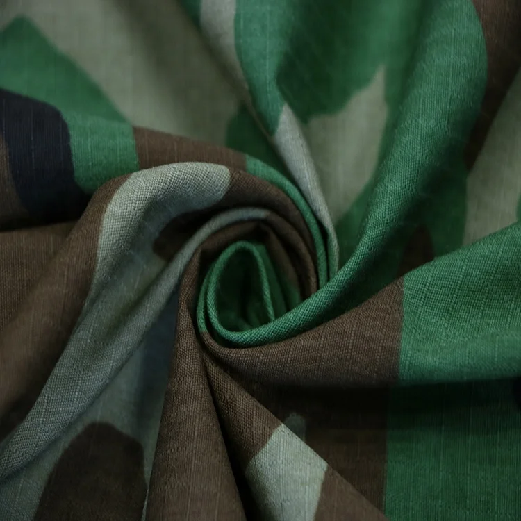 T/C 65/35 Ripstop Uniform used Woodland camouflage fabric