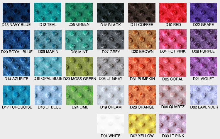  ABC TEX 10mts MOQ индивидуальные цвета Dot дизайн оптовая продажа Minky