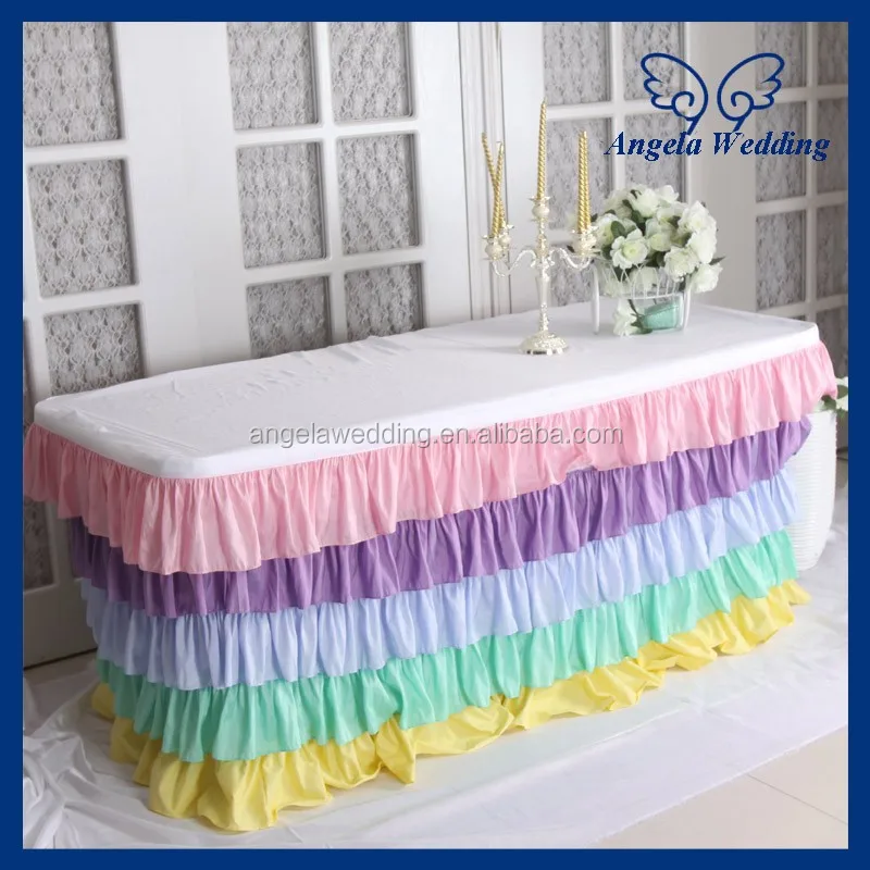 SK003A Свадебная распродажа, Пятиярусная тафта с оборками, плиссированная цветная юбка для вечеринки, Пастельная скатерть