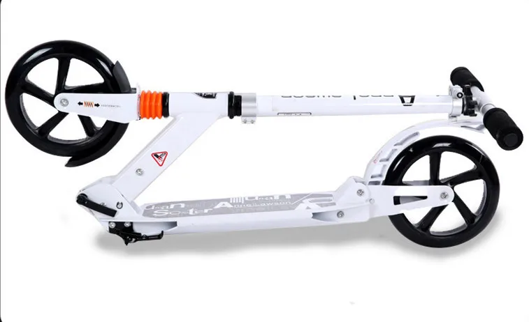 White 200mm adult kick scooter with disc brake