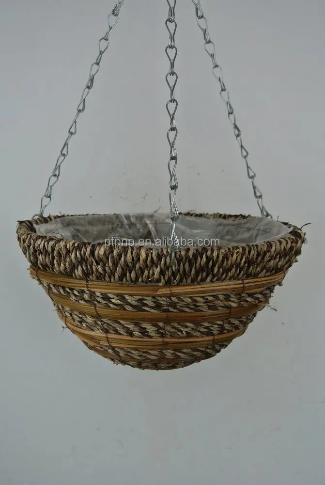 Hanging Planter Basket with plastic Liner 14 in Diameter Hanging Flower Pot Round Plant Holder For Lawn Patio Garden Decor