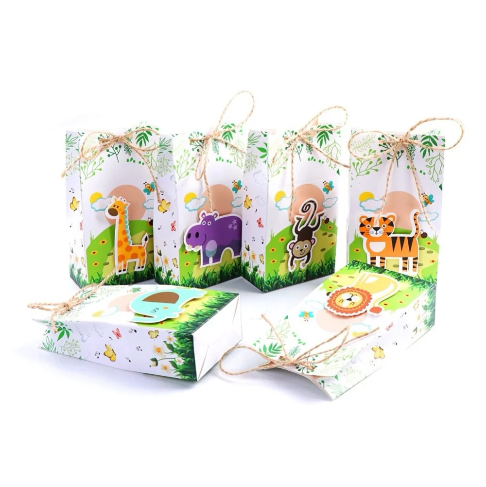 
Jungle party decoration baby shower birthday animal theme party favor box goodie bag 