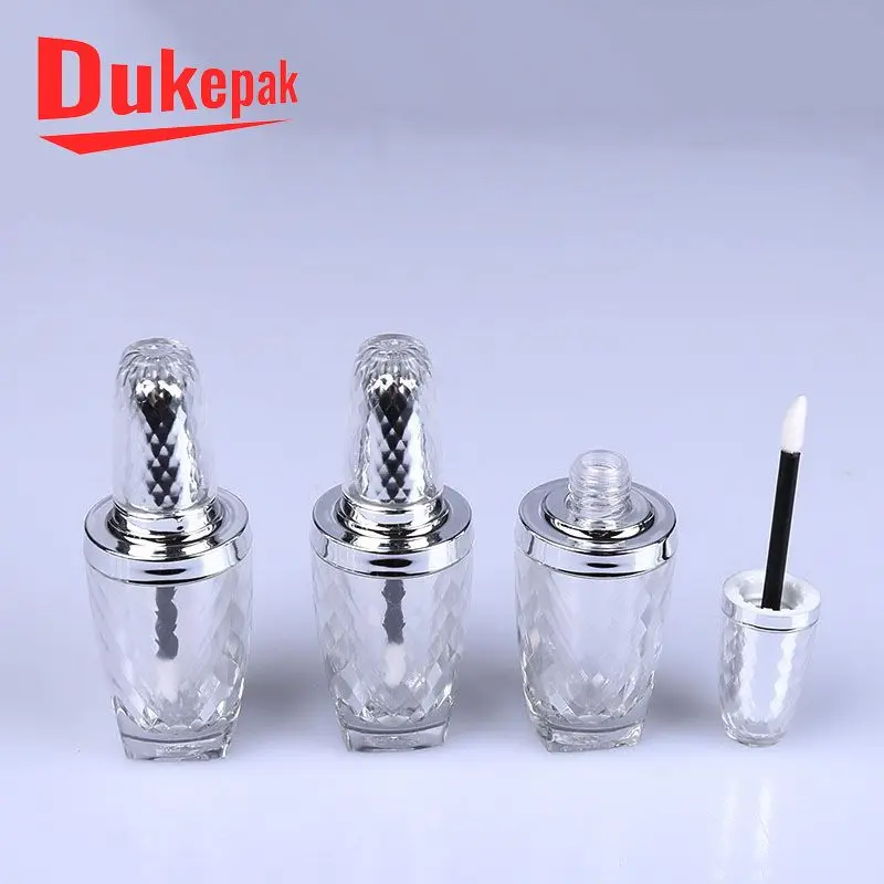 Luxury 10ml acrylic plastic lip gloss containers tube with brush