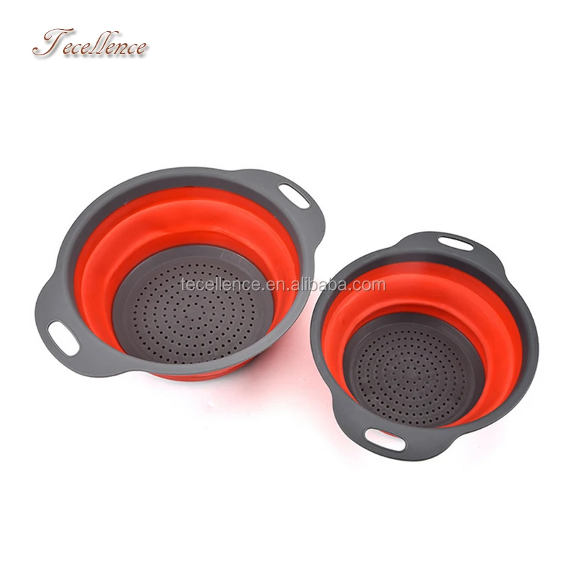 Amazon Top Selling Round Foldable Silicone Strainer Bowl/Colander with Handle