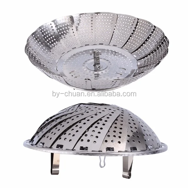 stainless steel utensils steamer basket adjustable folding vegetable steamer