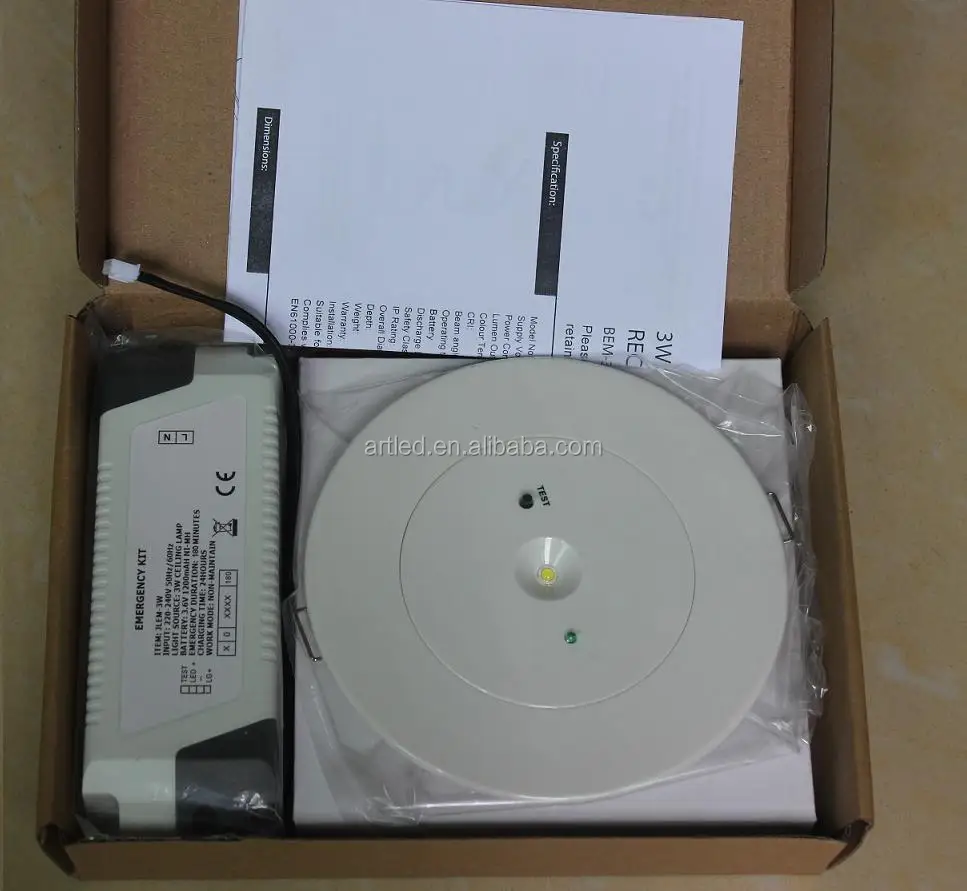 LED Emergency Spotlight 1W/3W 6000K Non-Maintained Recessed Ceiling Lights IP20 3hrs discharge
