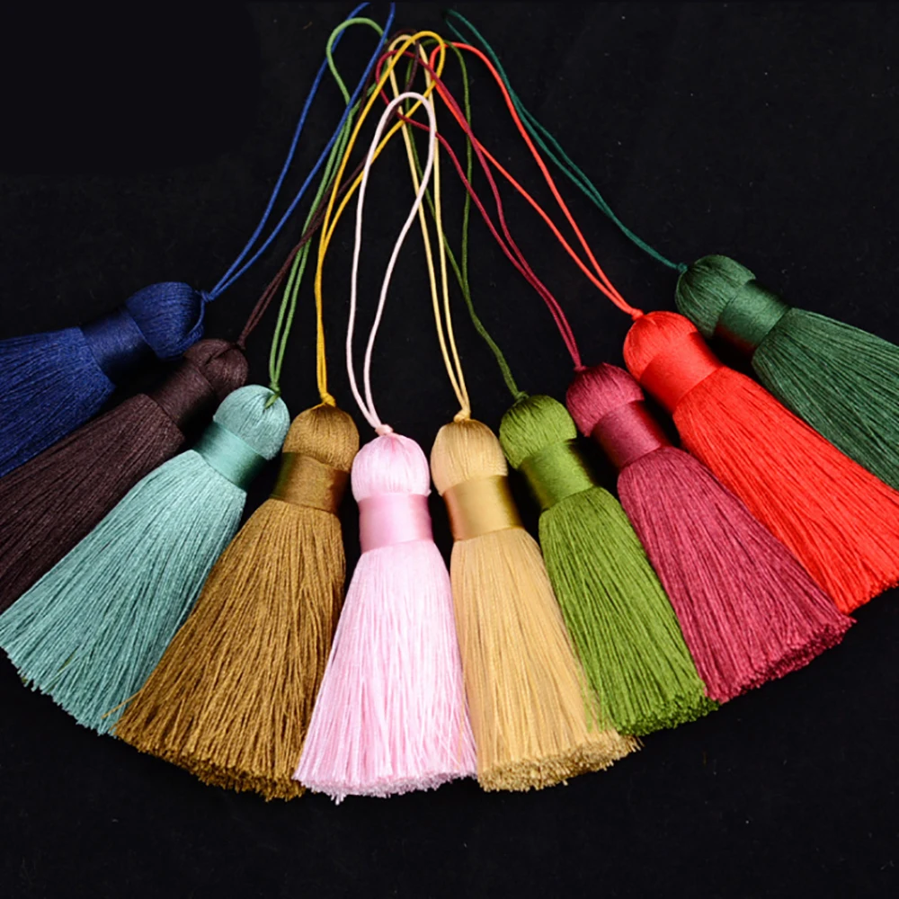 LONGJIE оптовая продажа бесплатный образец 7 см нейлоновая декоративная шелковая кисточка для изготовления ювелирных изделий