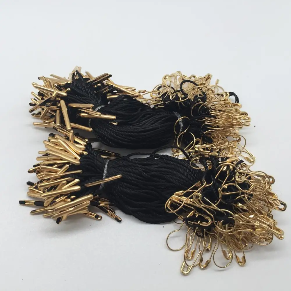 Glossy hang tag with sealed string and safety pin , cotton string hang tag