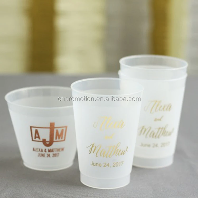 wholesale custom logo flex frosted plastic party juice cup 12OZ 8OZ  Plastic cup for weddings