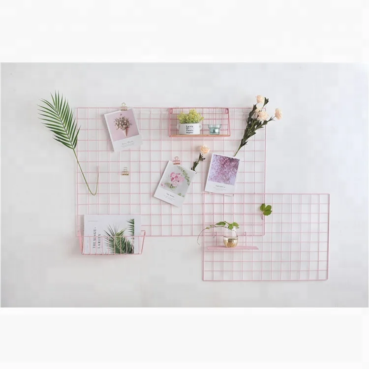 free sample 550-88A ins style multi-function wire mesh decorative photo wall rack