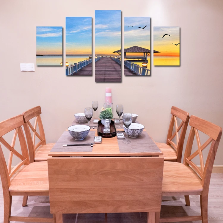 
Unframed 5 panels sunset seascape picture print oil painting modern canvas wall art for wall decor 