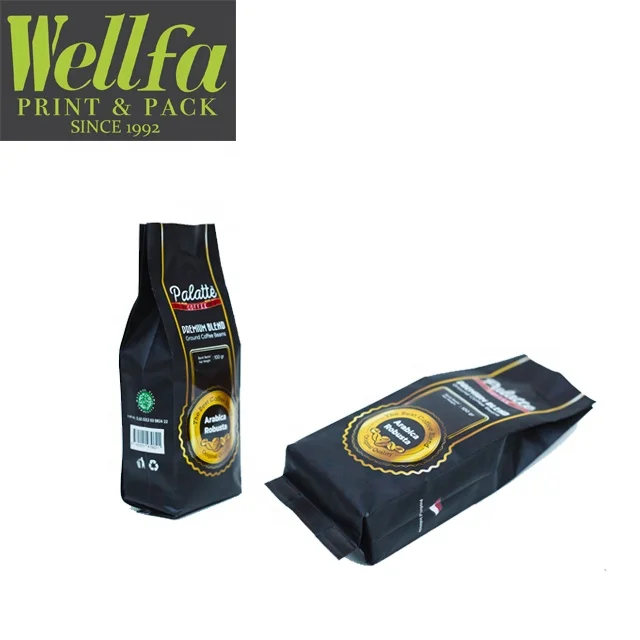 Reusable Block Bottom and Four Side Seal Coffee Bags with One-way Valve