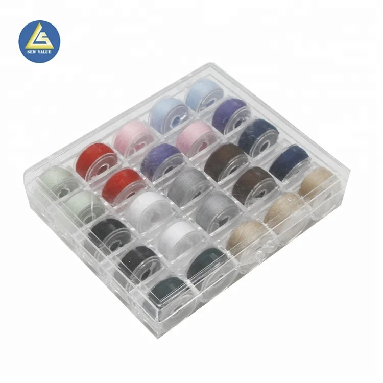 25pcs Mixed Colors Polyester Sewing thread With Transparent Plastic Bobbin For Home Sewing Machine Accessories Set