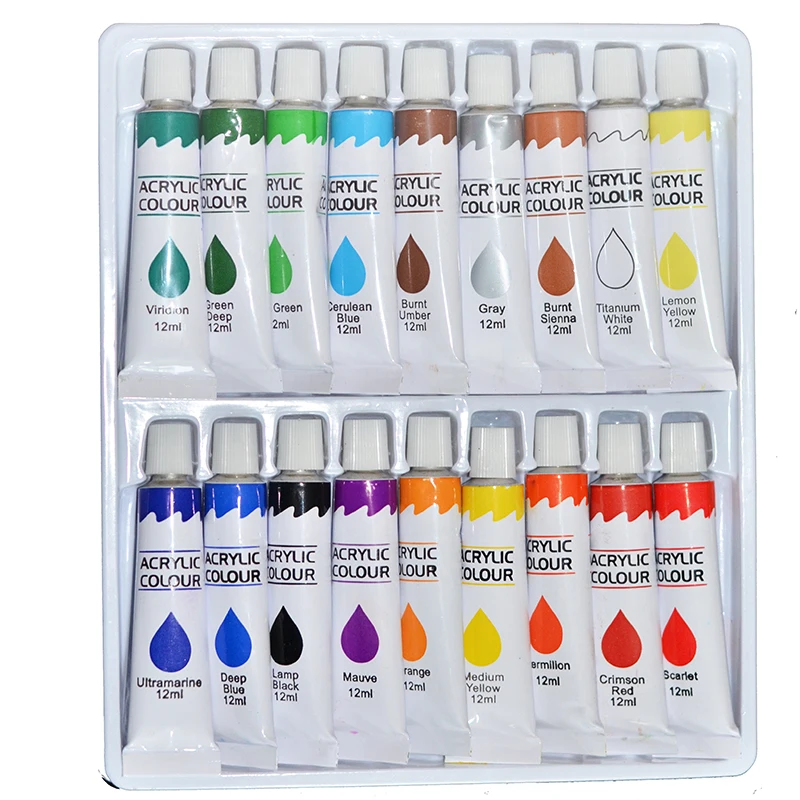 Free Sample Factory Wholesale 18 Colors Artist Acrylic Color Paint Set