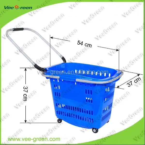 Plastic Supermarket Basket Trolley for Sale