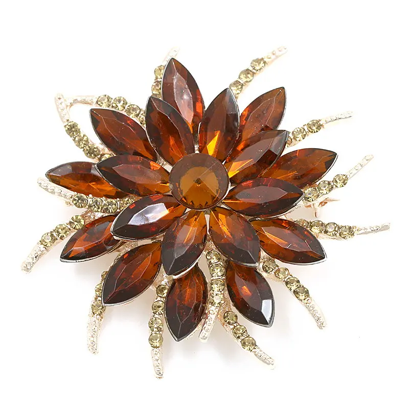 Beautiful Assorted Colors Flower Brooch Crystal Daisy Brooches Pins For Women