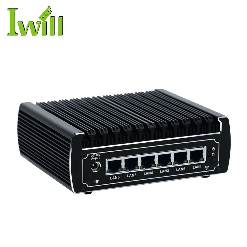 Новейший 6 lan безвентиляторный pfsense mini pc skylake core i3 7100u 3865u двухъядерный серверный компьютер для
