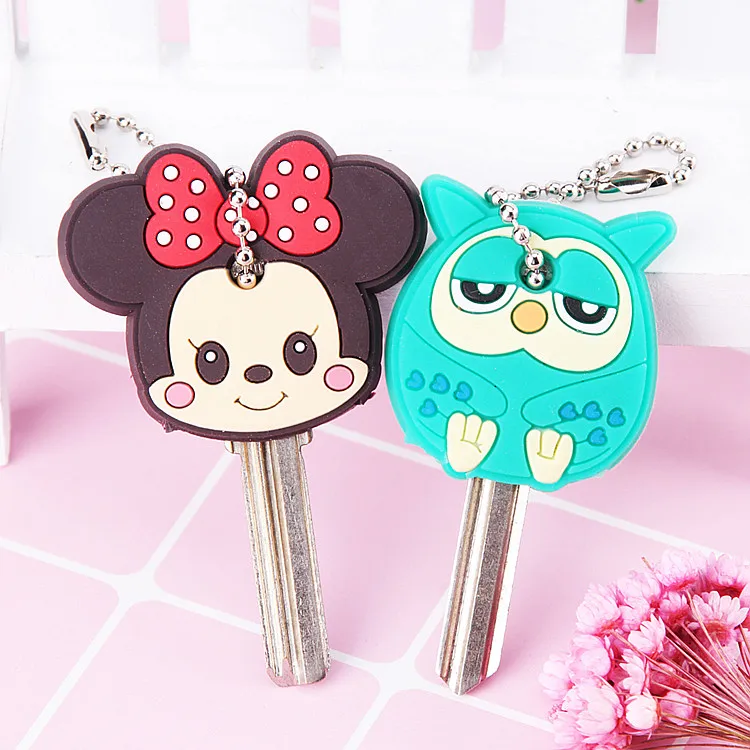 Factory Manufacture Cheap Wholesale Cartoon Anime Cute Animals Key Cover Cap Keychain