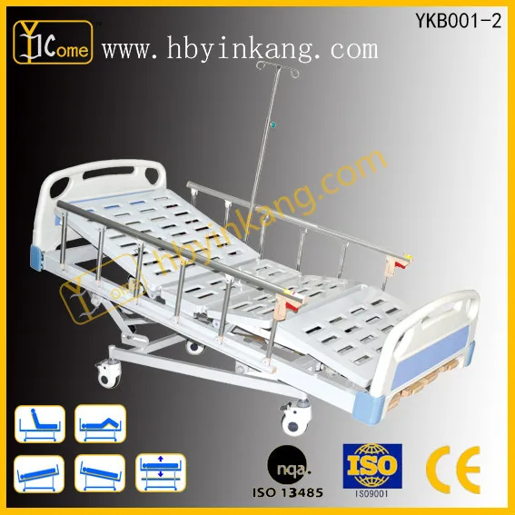 ABS 4 Crank 5 Functions hospital beds,medical bed with ABS head foot boards and side rail