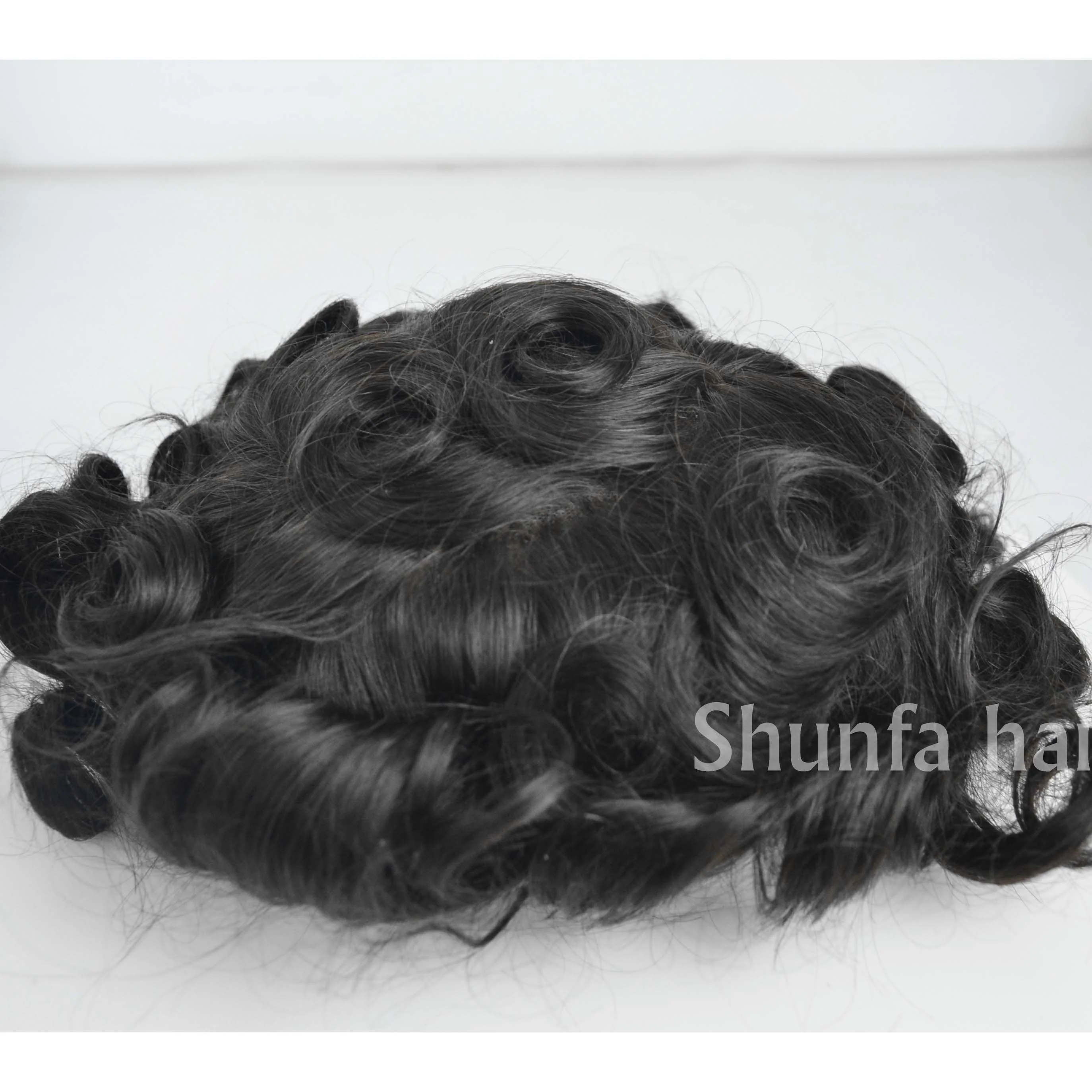 
natural looking ultra thin skin V-loop human hair prosthesis for men 