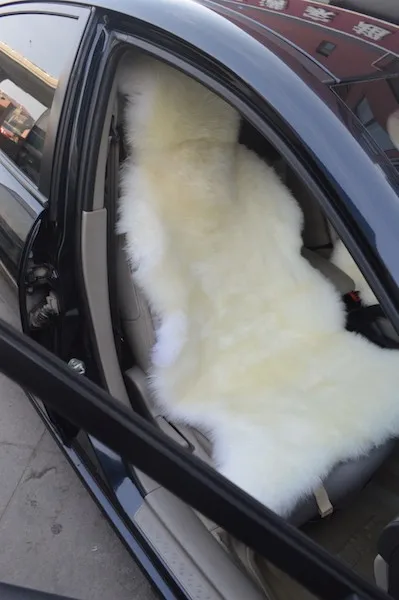 Grey Colour Premium Australian Sheep Skin Car Long Wool Front Single Seat Cover