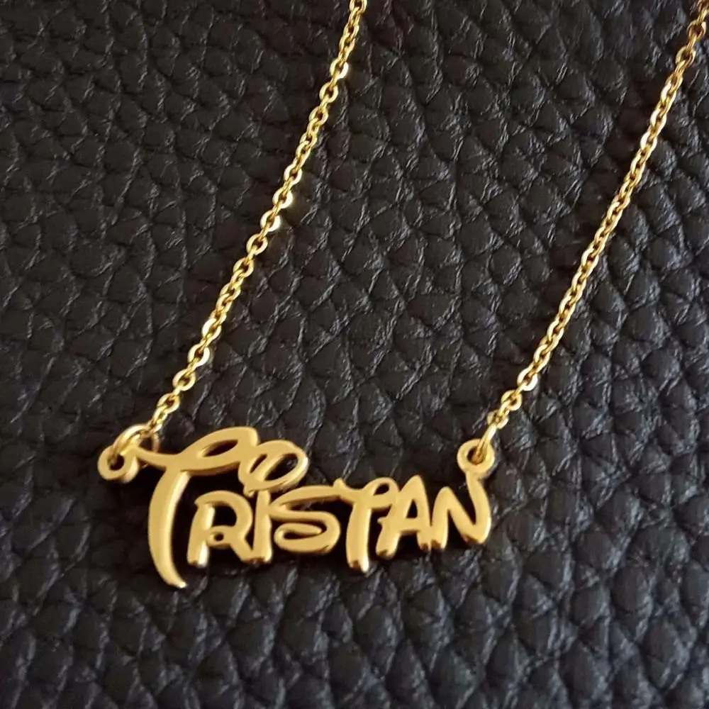 Stainless steel chain necklace name necklace personalized gold pendant