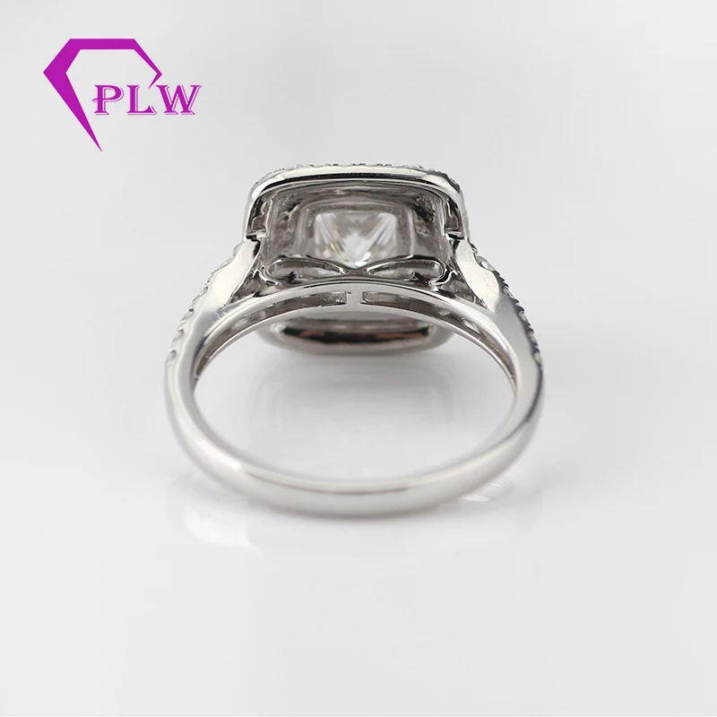 1.8 carat  6.5x6.5mm princess cut center moissanite two halo engagement ring in 18k white gold