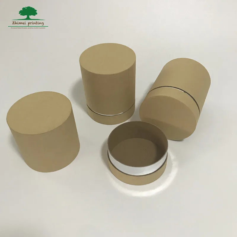 Wholesale recycled cylinder candle kraft box packaging luxury design with printed paper wrapped