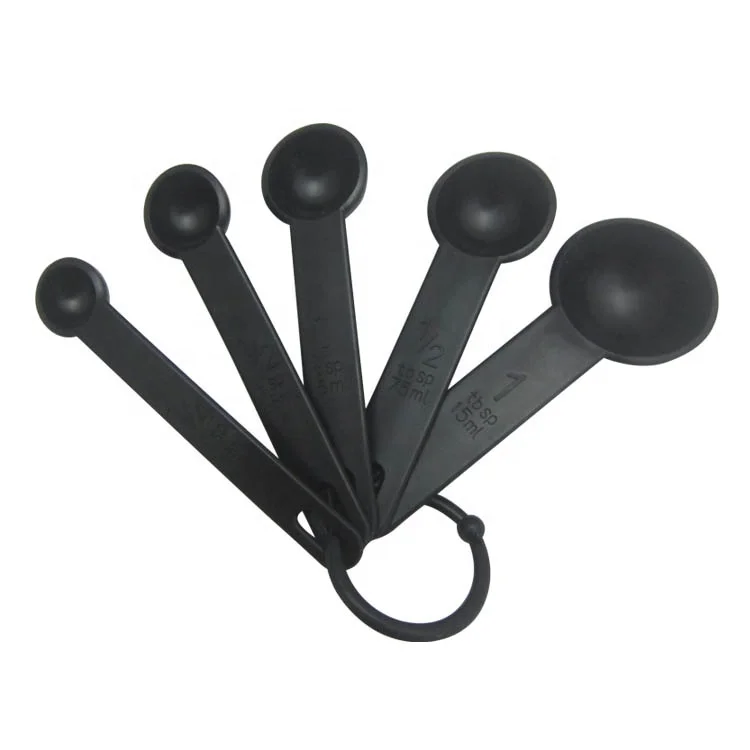Wholesale Plastic black color Measuring spoon with ring