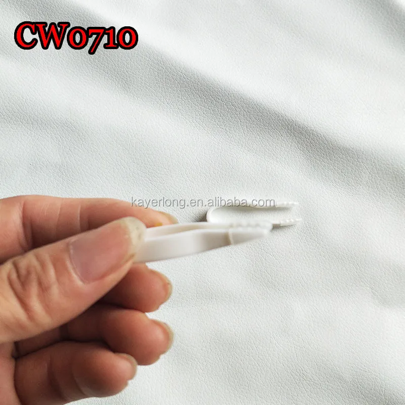 CW0710 wholesale small plastic white tweezers 42mm contact lens protect