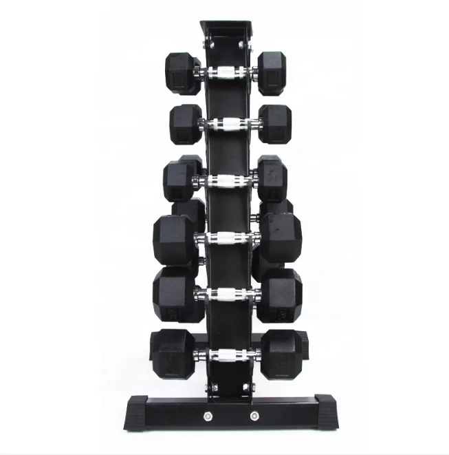 gym fitness hexagon rubber coated dumbbell set hex dumbbell