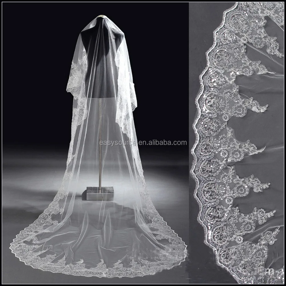 3M veils Lace trim Cathedral Veils Long Bridal Veils With Comb