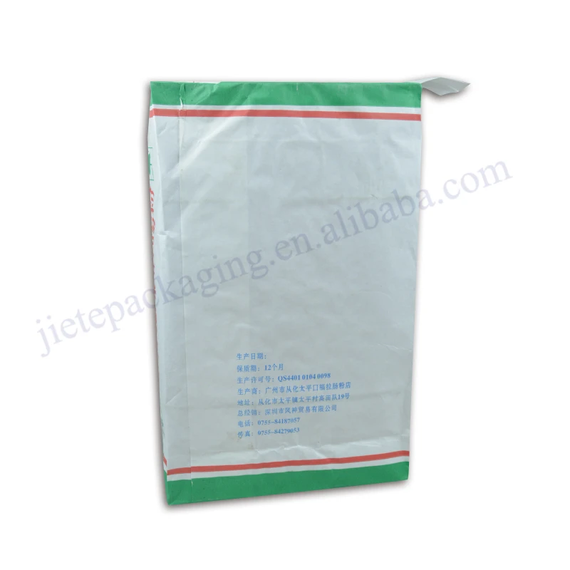 Multilayer white kraft paper wheat flour packaging bag 20kg for corn,potato flour,starch