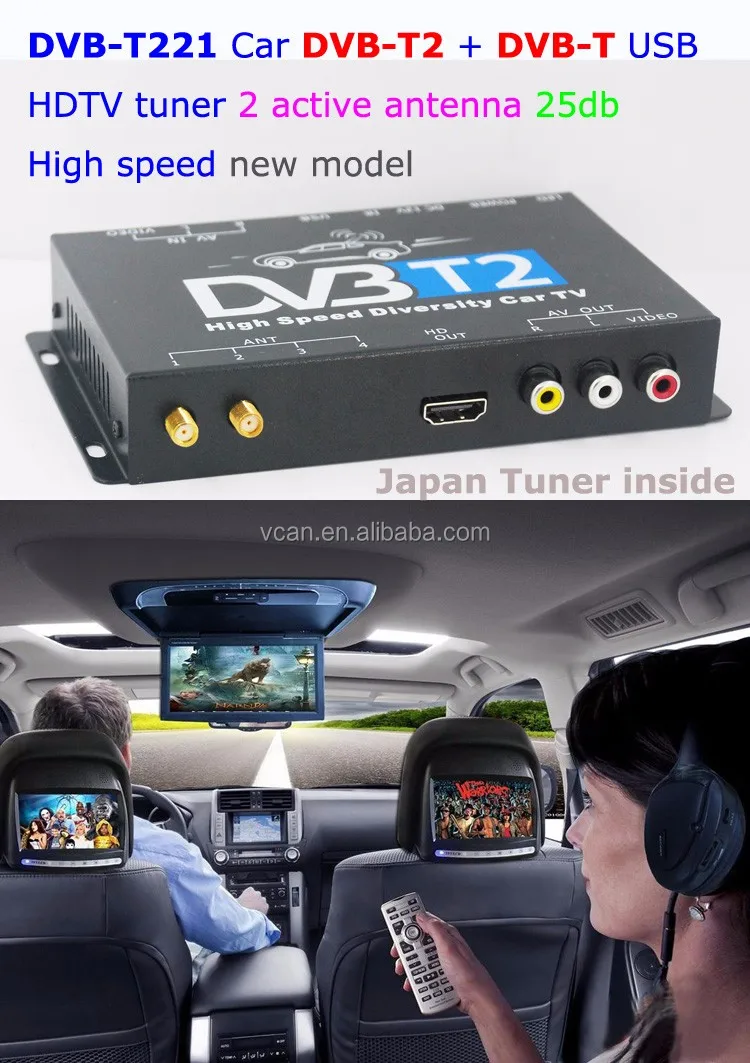 mobile digital dvb t2 car receiver tuner DVB-T221 cable tv set top box MULTI PLP Digital TV Receiver high speed