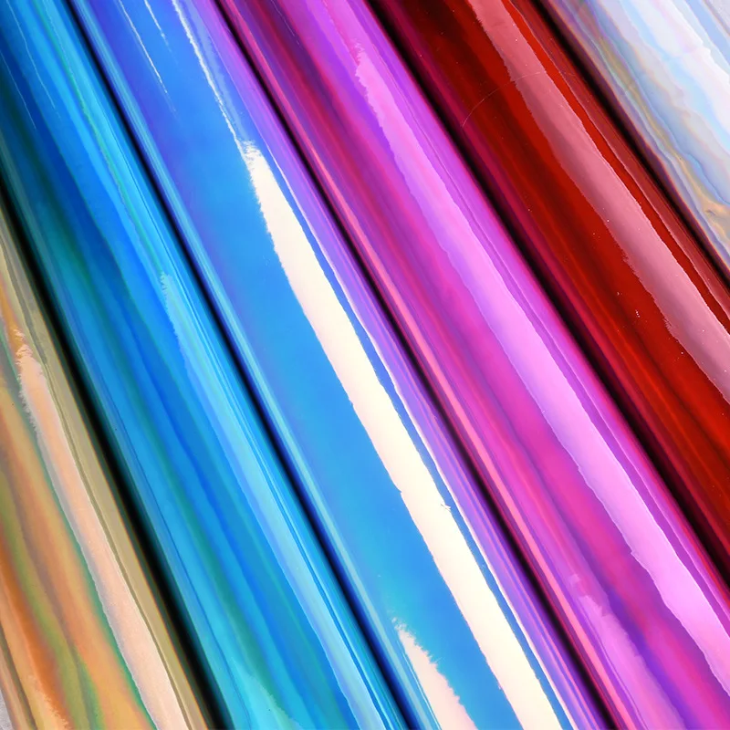 2019 fashion garment material holographic laser rainbow soft synthetic PU leather