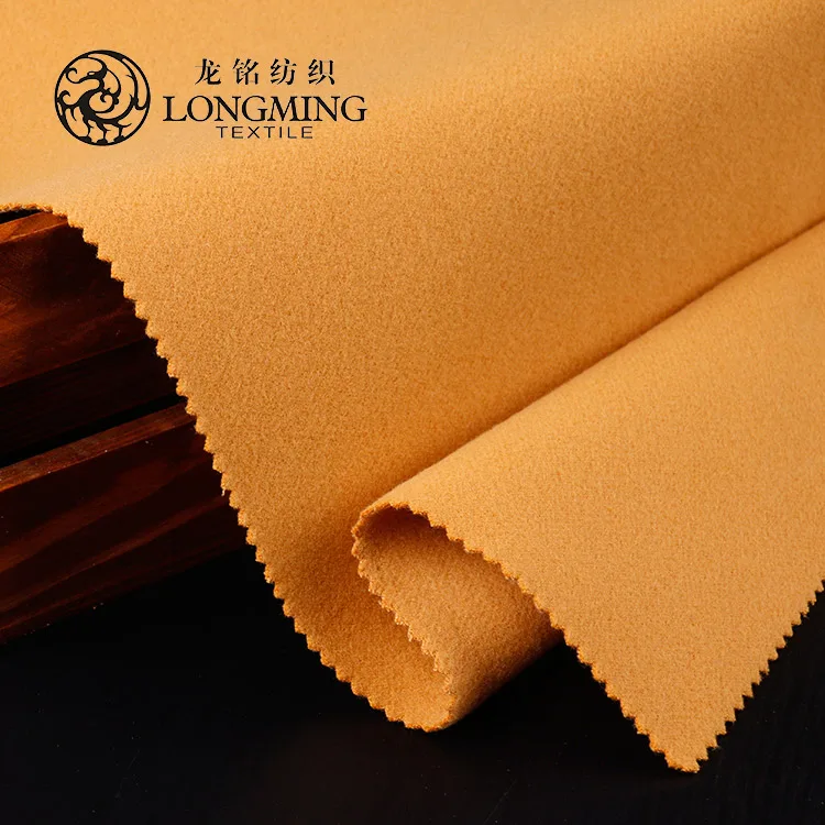 sustainability conventional recycled  polyester blended  woven brushed melton fabric wool feel