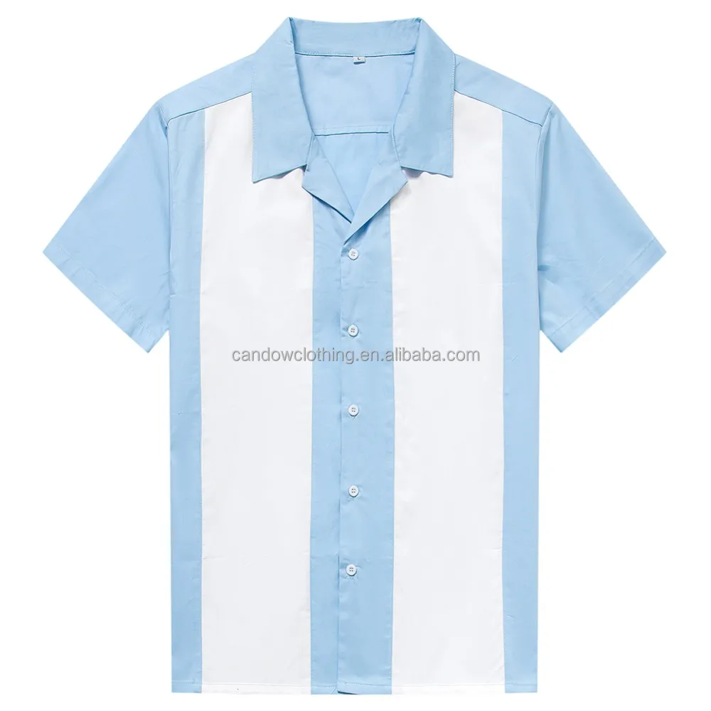 Men short sleeves vintage shirts olive green cotton bowling rockabilly big size clothing