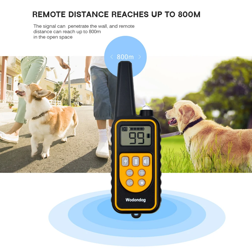 Wodondog Hot Selling 800m Remote Dog Training Collar L880 with TPU Material Receiver IP7 waterproof