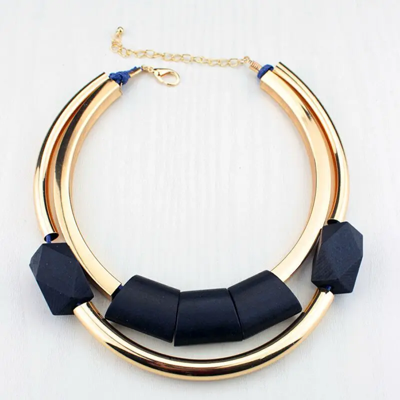 Large Statement Necklace Gold Africa Choker For Wood Bead Necklace