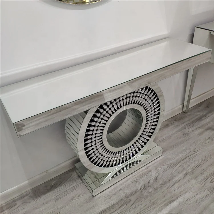 Роскошная мебель, зеркальный стол с блестящими бриллиантами