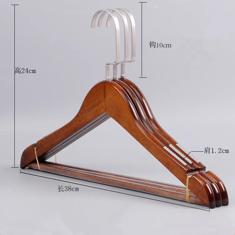 Оптовая продажа, модная вешалка для одежды для взрослых, без зажима, винтажная Вешалка из массива дерева
