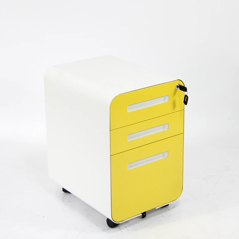 
Office Movable 3 Drawer File Cabinet Metal Cambered Mobile Pedestal 