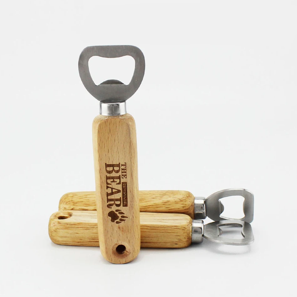 Best selling customized wooden handle beer bottle opener