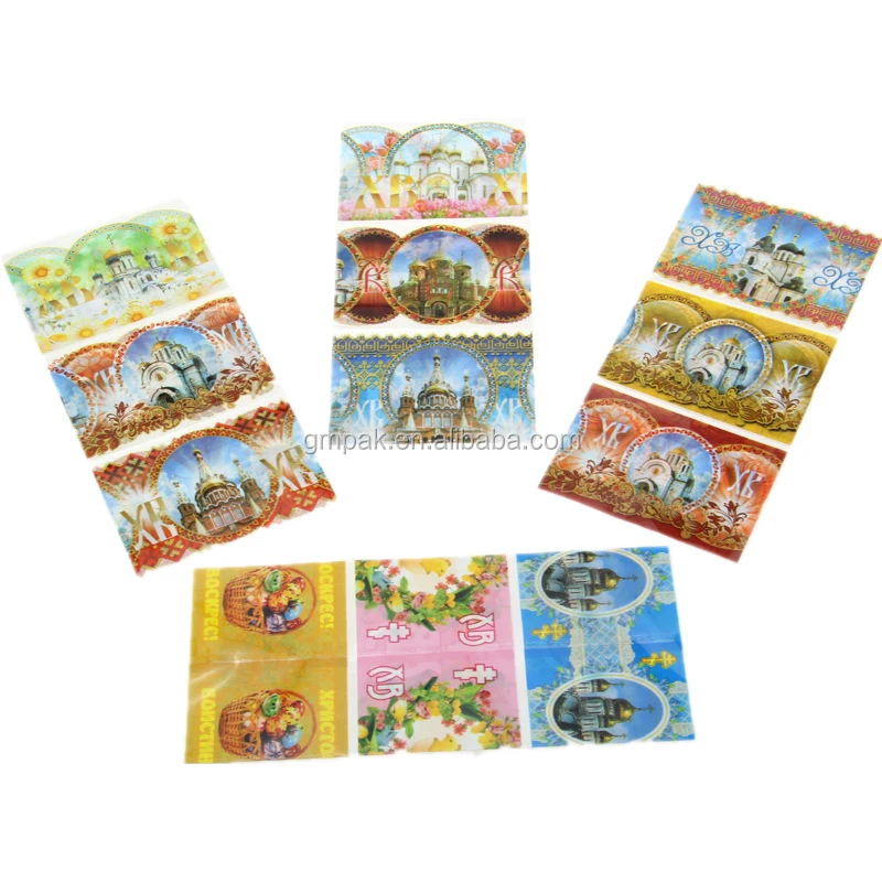 Декоративная термоусадочная этикетка в виде пасхальных яиц