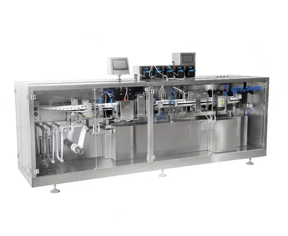 Plastic ampoule filling and sealing machine